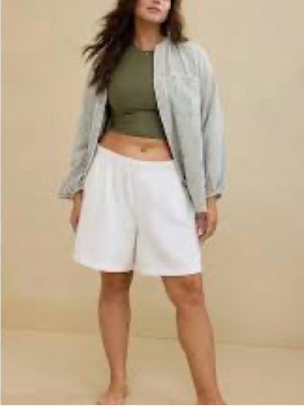 Aerie Long Fleece Short | White | XL